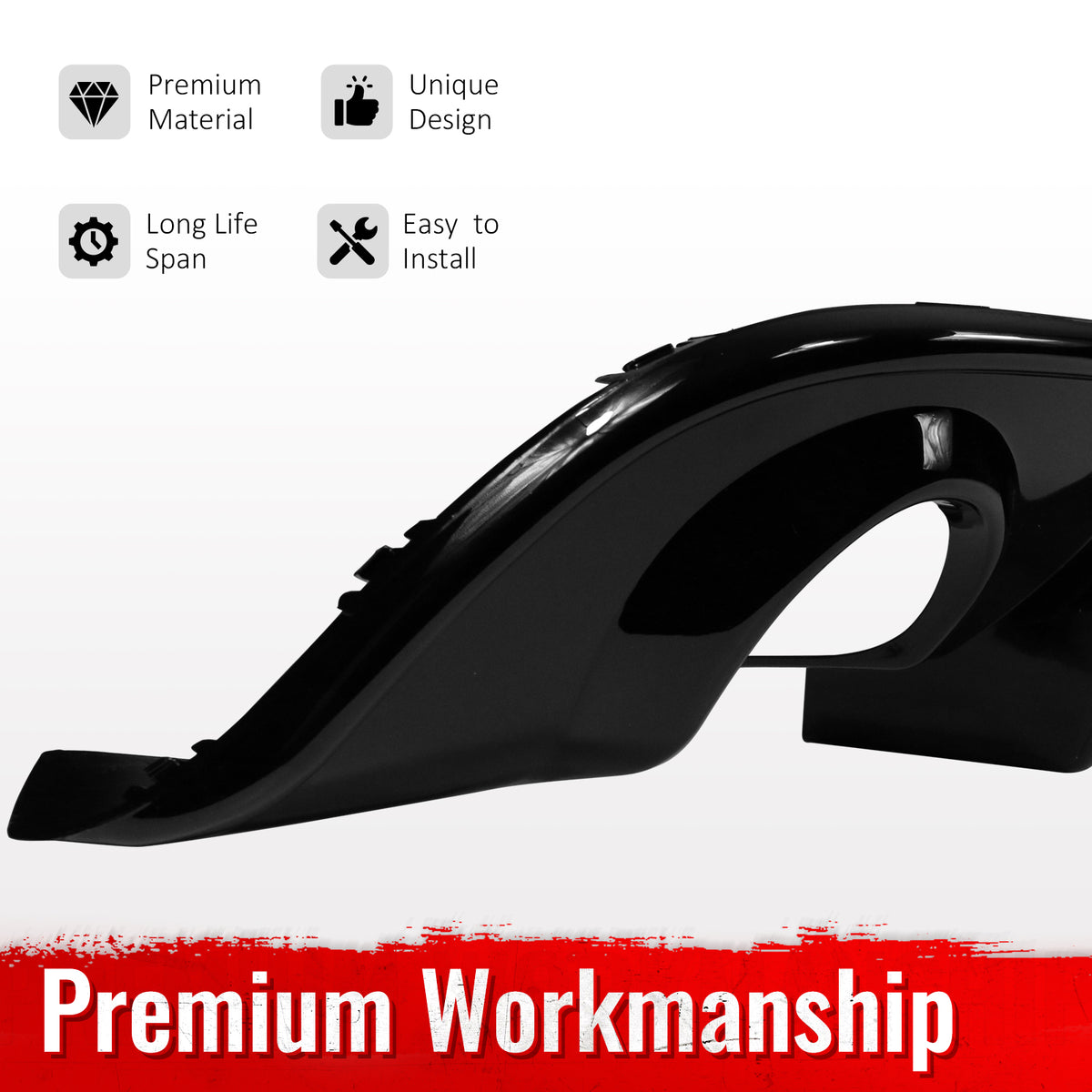 Fits 15-23 Dodge Charger SRT OE Style Rear Bumper Lip Diffuser Gloss Black PP