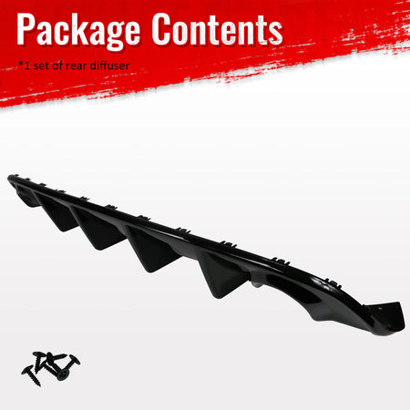 Fits 15-23 Dodge Charger SRT OE Style Rear Bumper Lip Diffuser Gloss Black PP