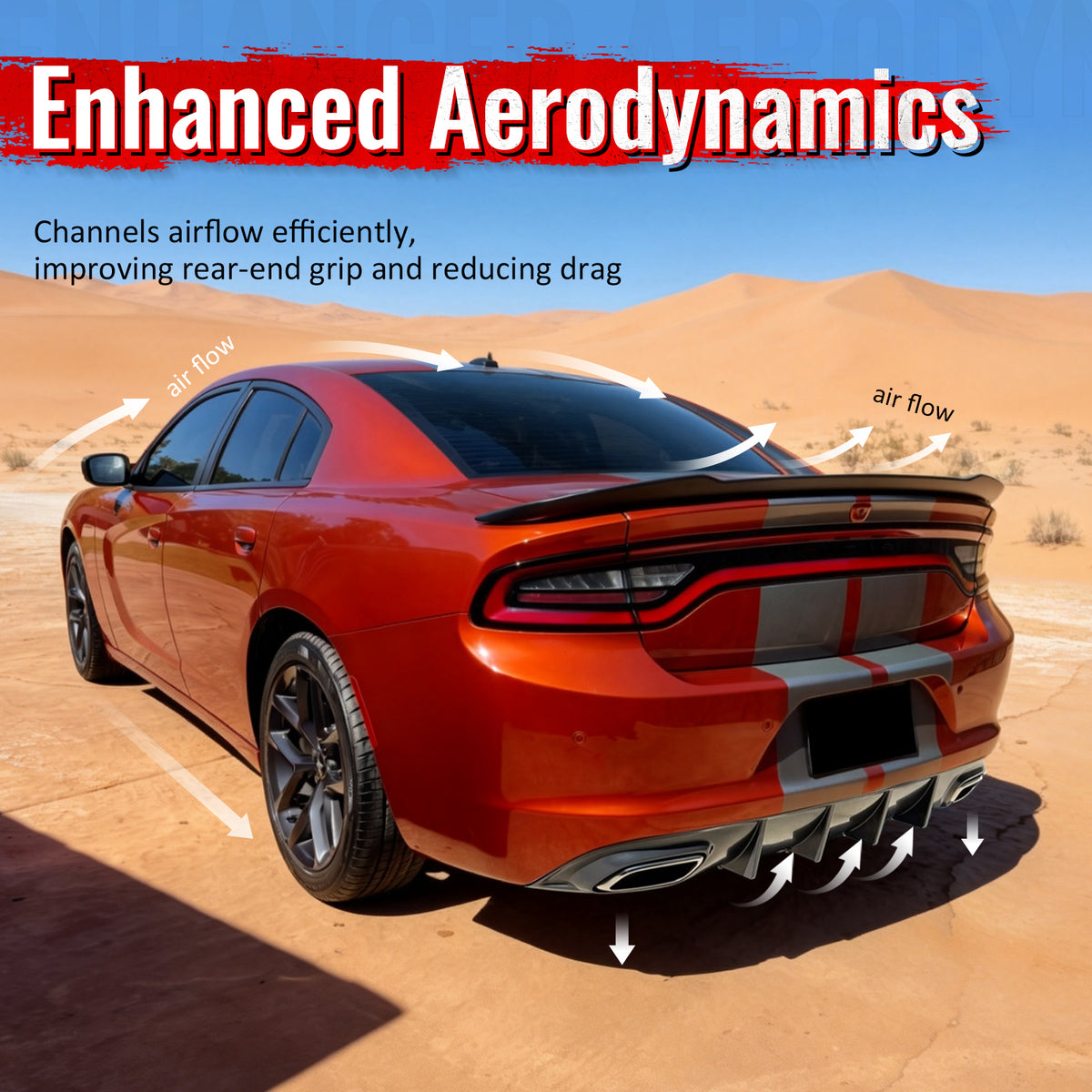 Fits 15-23 Dodge Charger SRT OE Style Rear Bumper Lip Diffuser Gloss Black PP