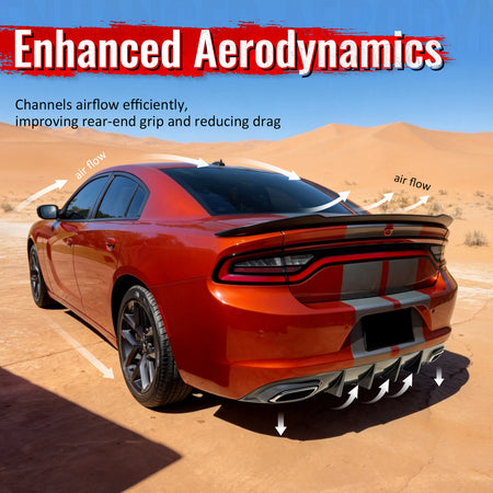 Fits 15-23 Dodge Charger SRT OE Style Rear Bumper Lip Diffuser Gloss Black PP