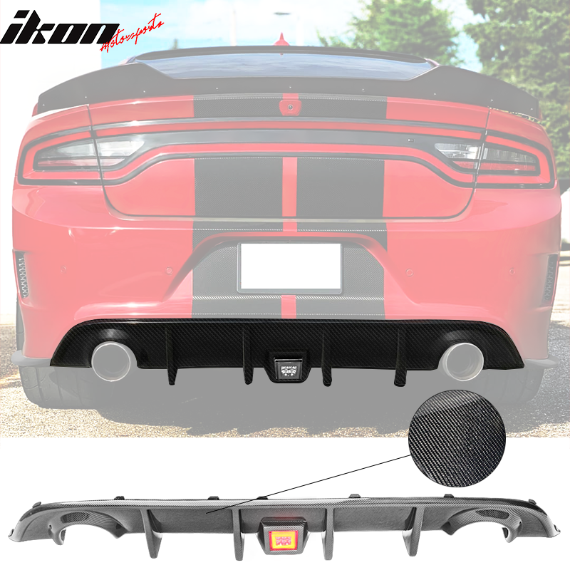 Fits 15-23 Charger SRT Rear Bumper Diffuser Valance W/ LED Brake Light Lamp