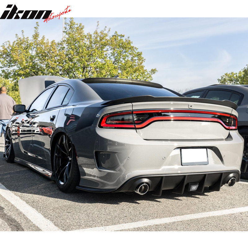 Compatible With 2015-2023 Dodge Charger SRT Rear Bumper Diffuser Valance W/ Brake Light Lamp