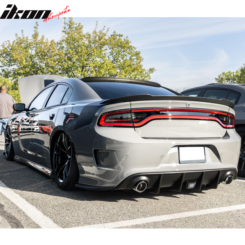 Compatible With 2015-2023 Dodge Charger SRT Rear Bumper Diffuser Valance W/ LED Brake Light Lamp