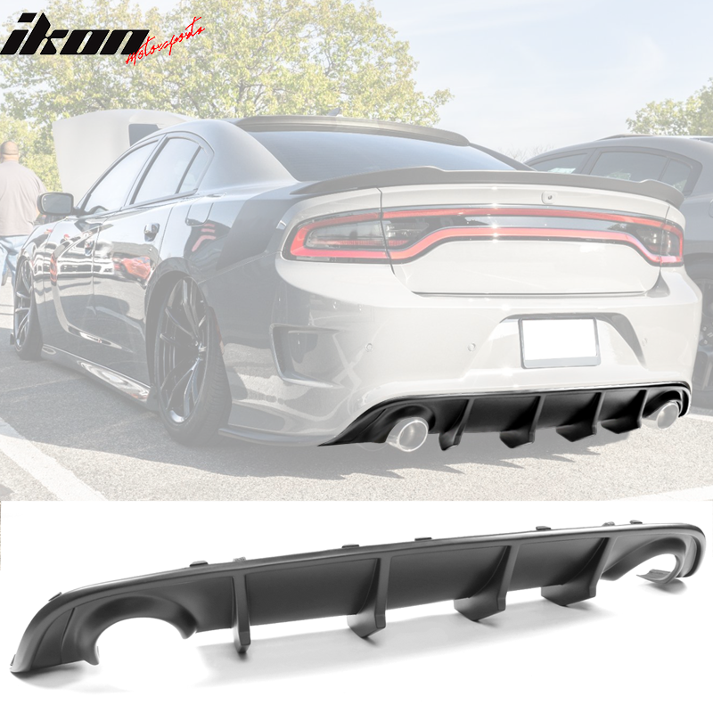 Fits 15-23 Dodge Charger SRT V2 Style Rear Diffuser with Reflective Tape