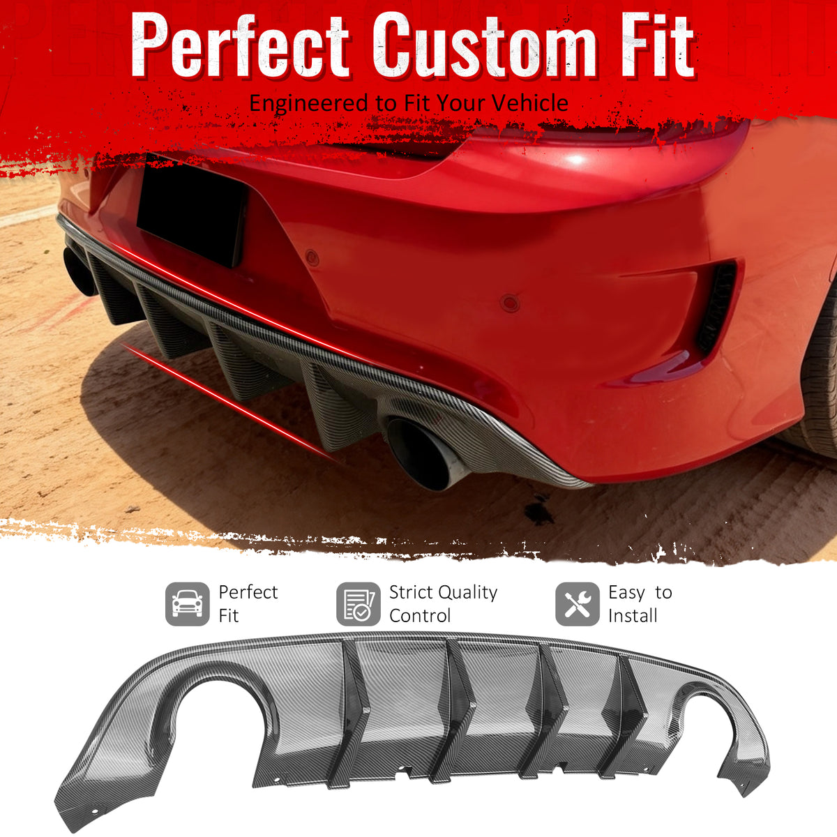 Fit 2015-2023 Dodge Charger SRT Rear Diffuser V3 Style