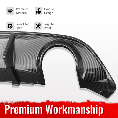 Fits 15-23 Dodge Charger SRT V3 Style Rear Bumper Diffuser Carbon Fiber Print