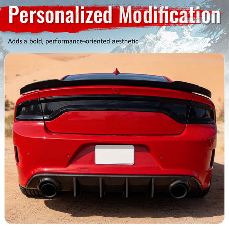 Fits 15-23 Dodge Charger SRT V3 Style Rear Bumper Diffuser Carbon Fiber Print