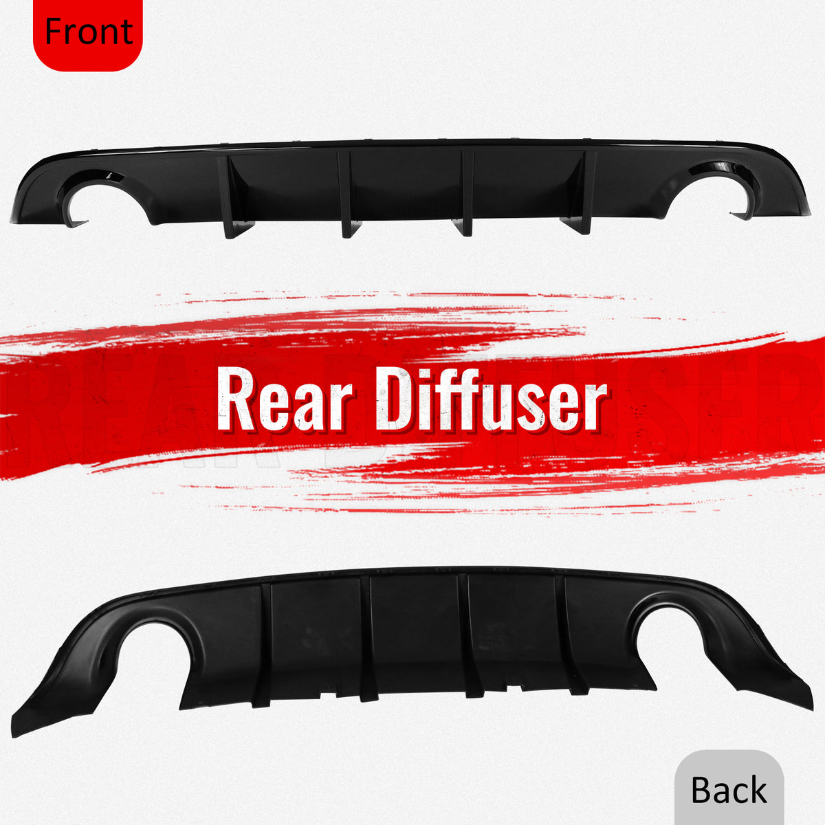Fits 15-23 Dodge Charger SRT V3 Style Gloss Black Rear Bumper Diffuser - PP