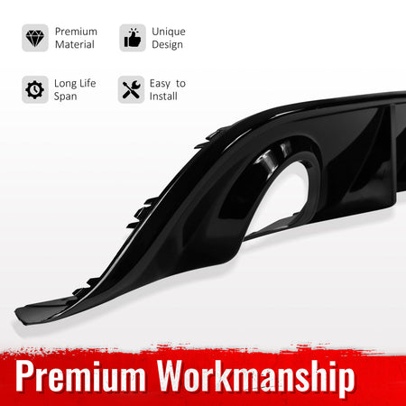 Fits 15-23 Dodge Charger SRT V3 Style Gloss Black Rear Bumper Diffuser - PP
