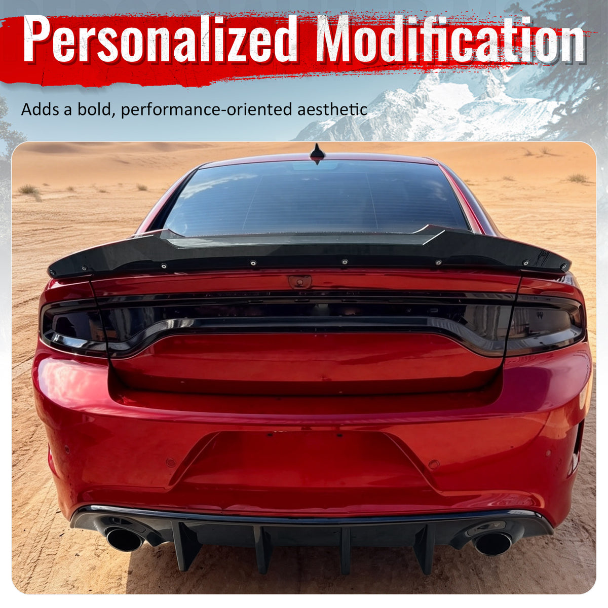 Fits 15-23 Dodge Charger SRT V3 Style Gloss Black Rear Bumper Diffuser - PP