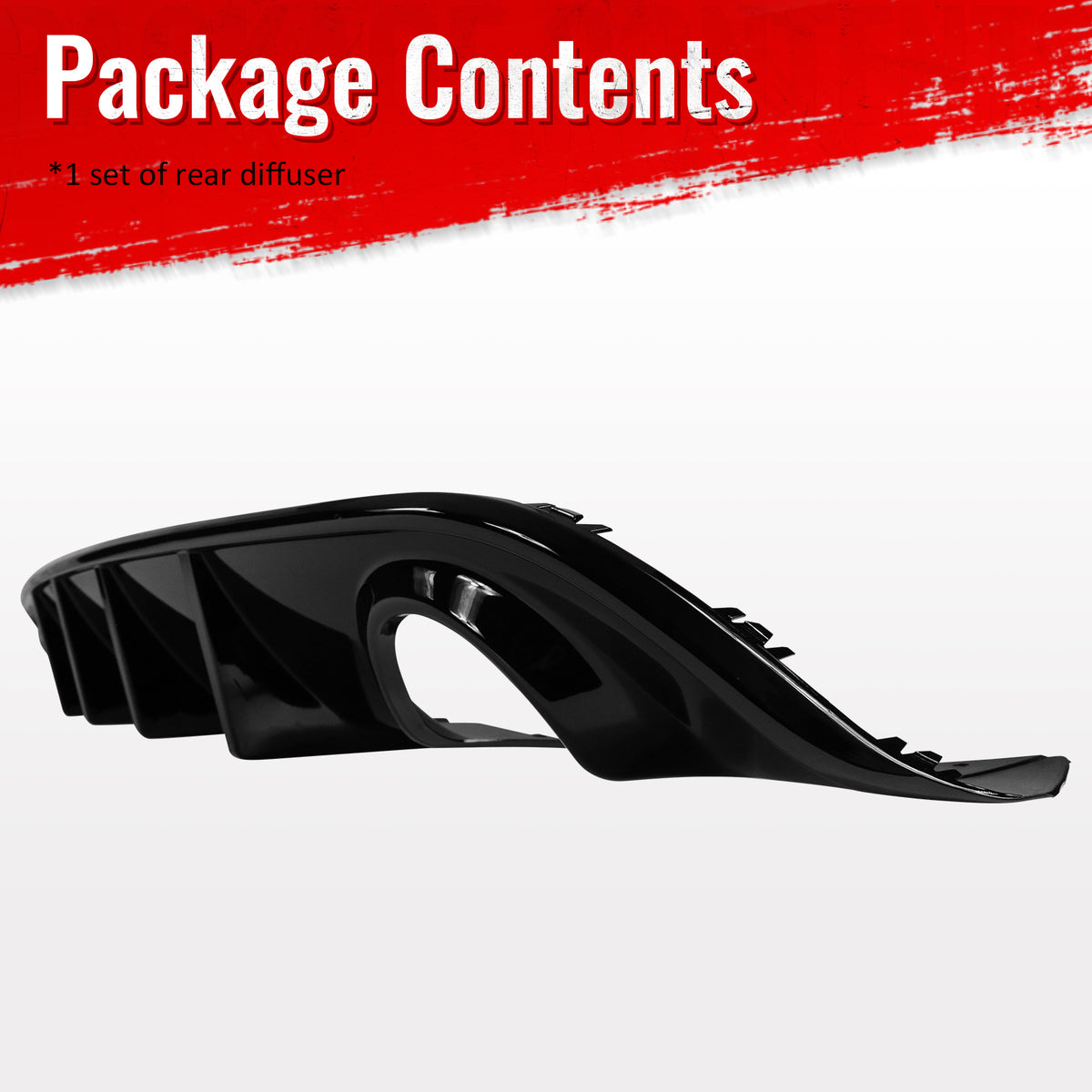 Fits 15-23 Dodge Charger SRT V3 Style Gloss Black Rear Bumper Diffuser - PP