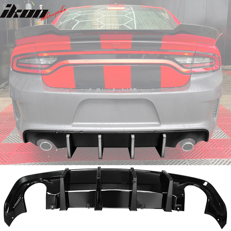 Fits 20-23 Dodge Charger IKON Style PP Rear Bumper Lip with 4 Fins