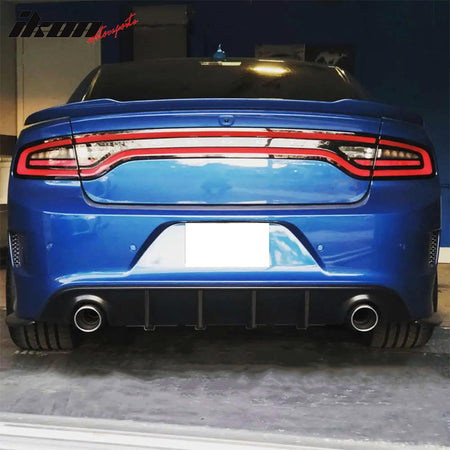 Fits 20-23 Dodge Charger IKON Style PP Rear Bumper Lip with 4 Fins