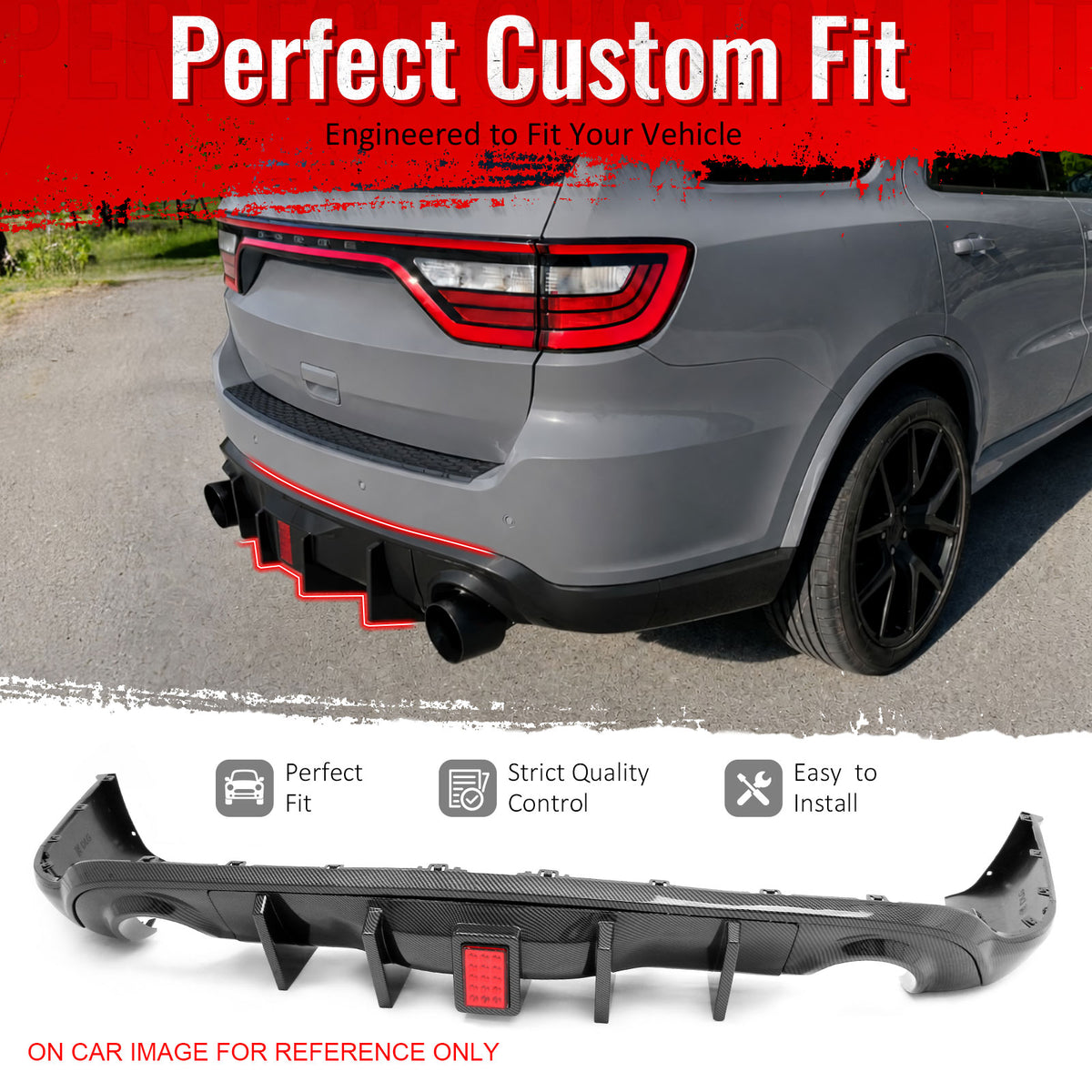 Fit 2011-2026 Dodge Durango Rear Diffuser Bumper Lip Carbon Fiber Print