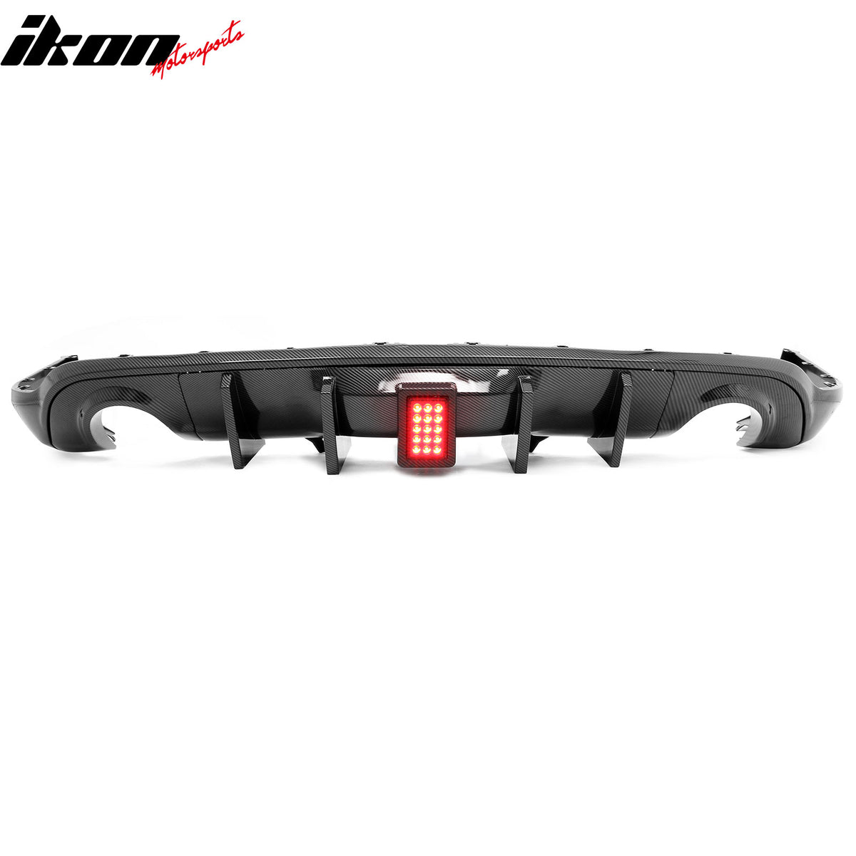 For 11-26 Dodge Durango Carbon Fiber Print Rear Bumper Diffuser w/ Red LED Light