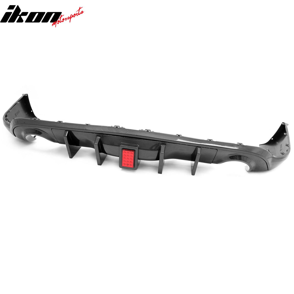 For 11-26 Dodge Durango Carbon Fiber Print Rear Bumper Diffuser w/ Red LED Light