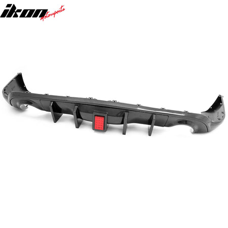 For 11-26 Dodge Durango Carbon Fiber Print Rear Bumper Diffuser w/ Red LED Light