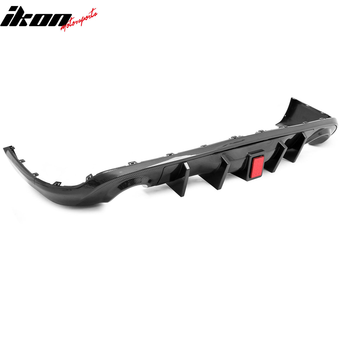 For 11-26 Dodge Durango Carbon Fiber Print Rear Bumper Diffuser w/ Red LED Light