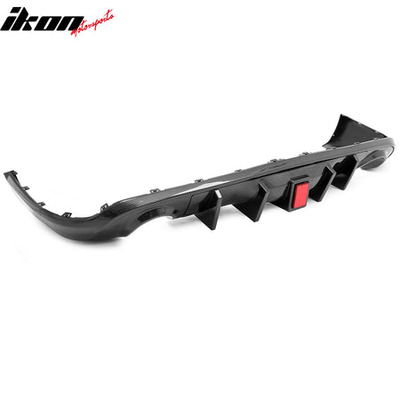 For 11-26 Dodge Durango Carbon Fiber Print Rear Bumper Diffuser w/ Red LED Light