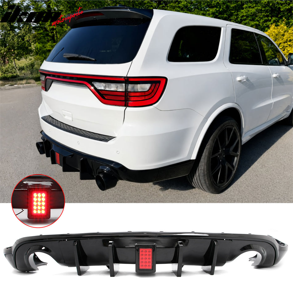 2011-2026 Dodge Durango Gloss Black Rear Bumper Diffuser w/ Red LED 3rd Brake Light