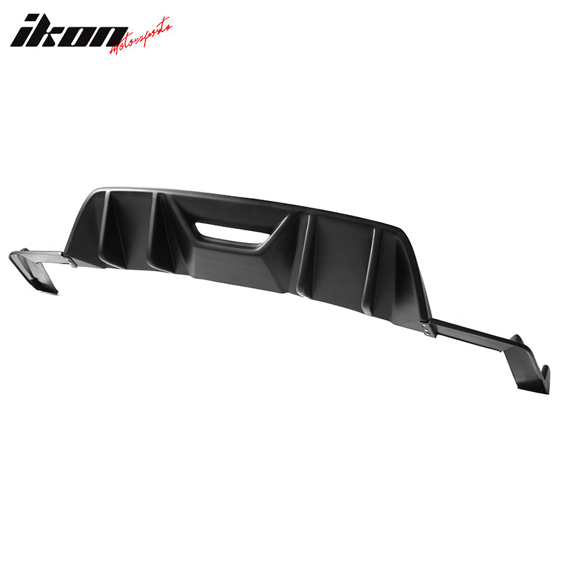 Rear Diffuser Compatible With 15-17 Ford Mustang HN Style 4 Fins Bumper Lip PP Black by IKON MOTORSPORTS