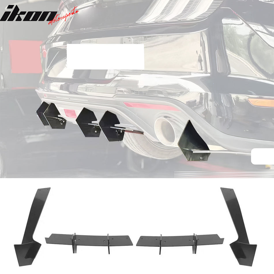 2018-2021 Ford Mustang EcoBoost Gloss Black Rear Bumper Diffuser ABS