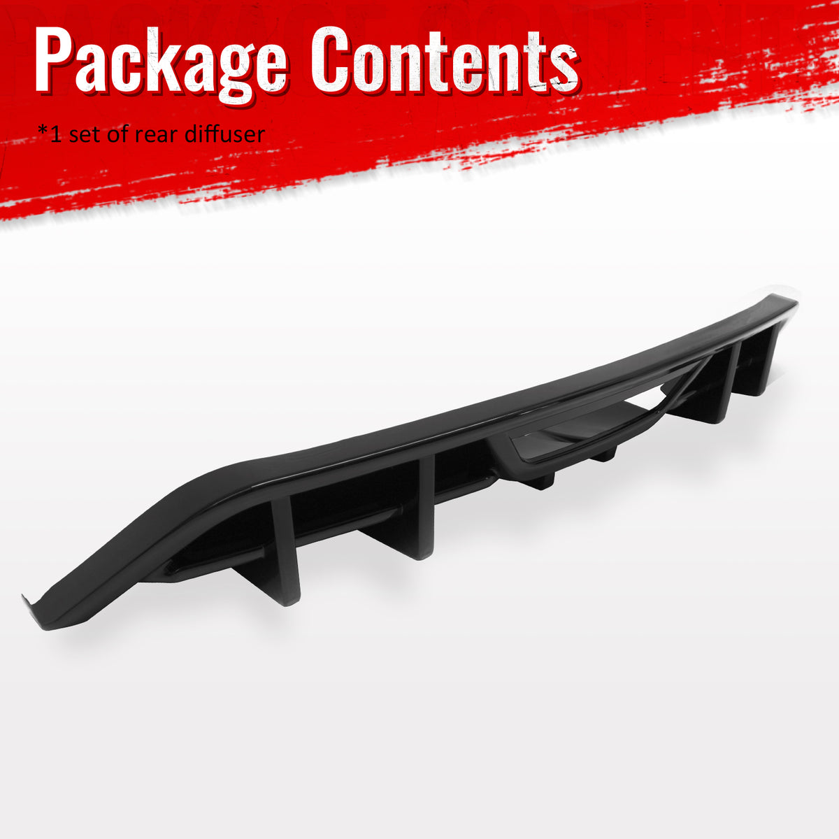 Fits 18-23 Ford Mustang Ecoboost IKON Style Rear Bumper Diffuser PP Gloss Black