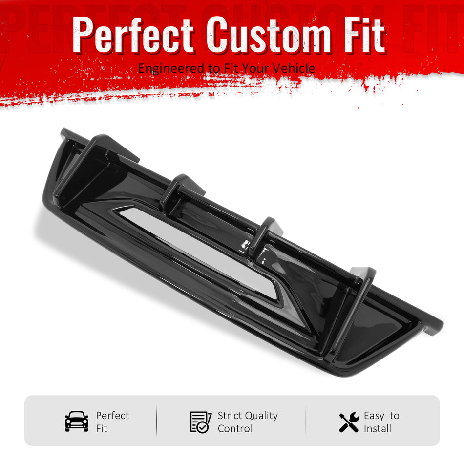 IKON MOTORSPORTS Rear Diffuser, Compatible with 2024-2026 Ford Mustang Ecoboost & GT, IKON Style Gloss Black ABS Add On Rear Lower Spoiler Air Dam Chin Valance Splitter 1PCS