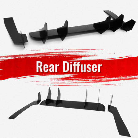 Fits 24-26 Ford Mustang S650 EcoBoost GT Rear Bumper Lip Splitter Gloss Black PP