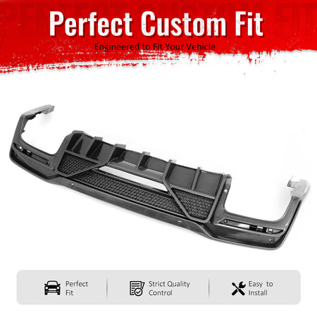 Fit 2024-2026 Ford Mustang Carbon Fiber Print Rear Diffuser Bumper Lip