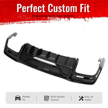 Fit 2024-2026 Ford Mustang Gloss Black Rear Diffuser Bumper Lip