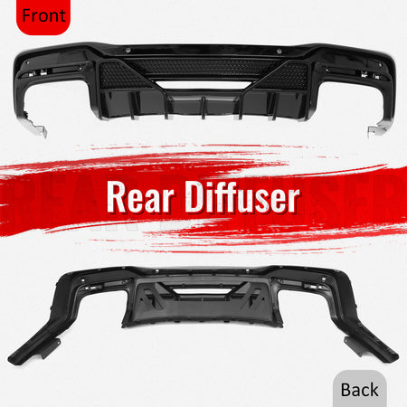 Fits 24-26 Ford Mustang V6/GT Shelby Super Snake Style Rear Diffuser Gloss Black
