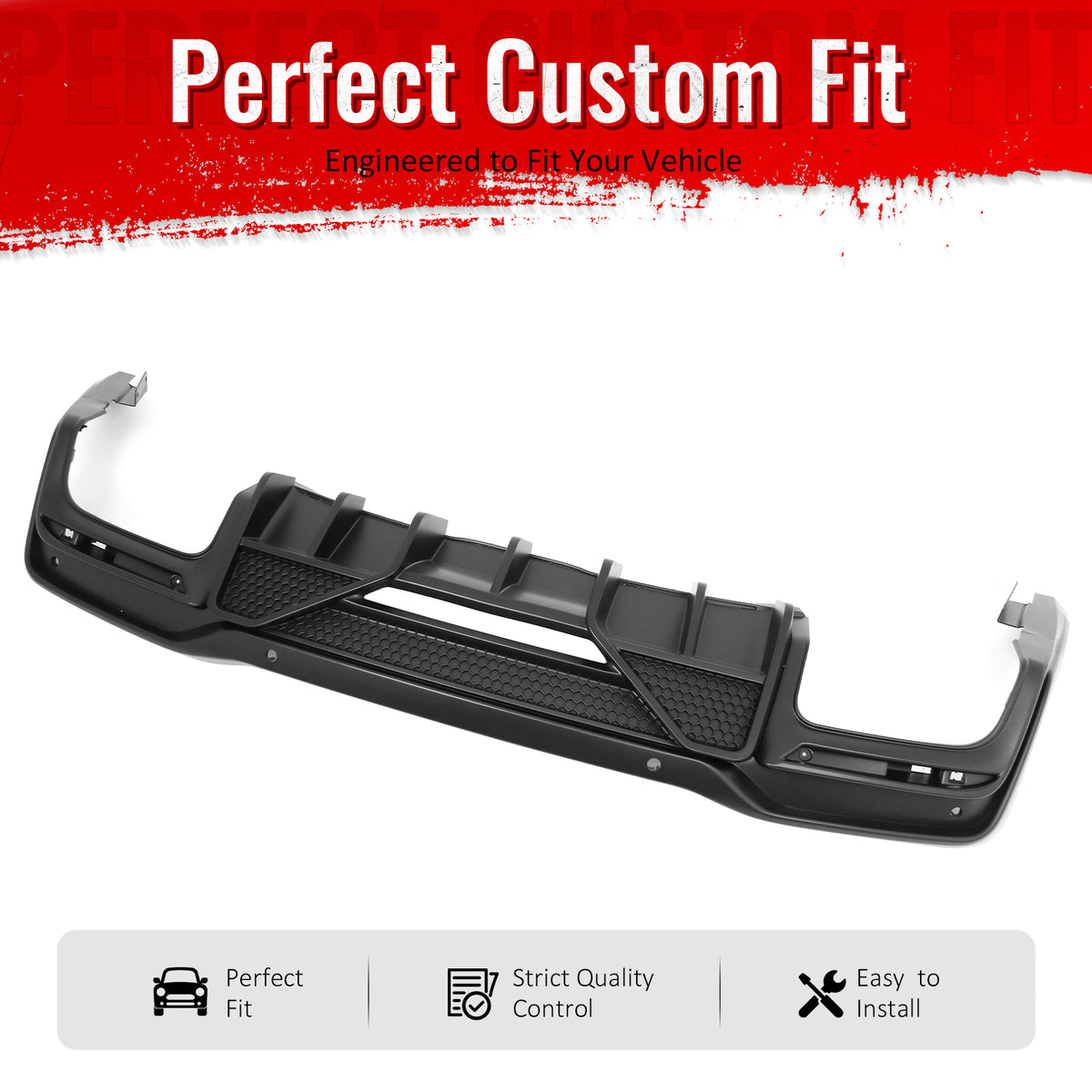 Fits 24-26 Ford Mustang V6/GT Shelby Super Snake Style Rear Diffuser Matte Black