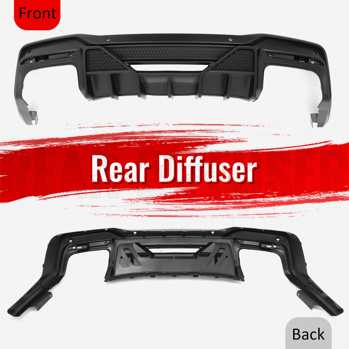 Fits 24-26 Ford Mustang V6/GT Shelby Super Snake Style Rear Diffuser Matte Black