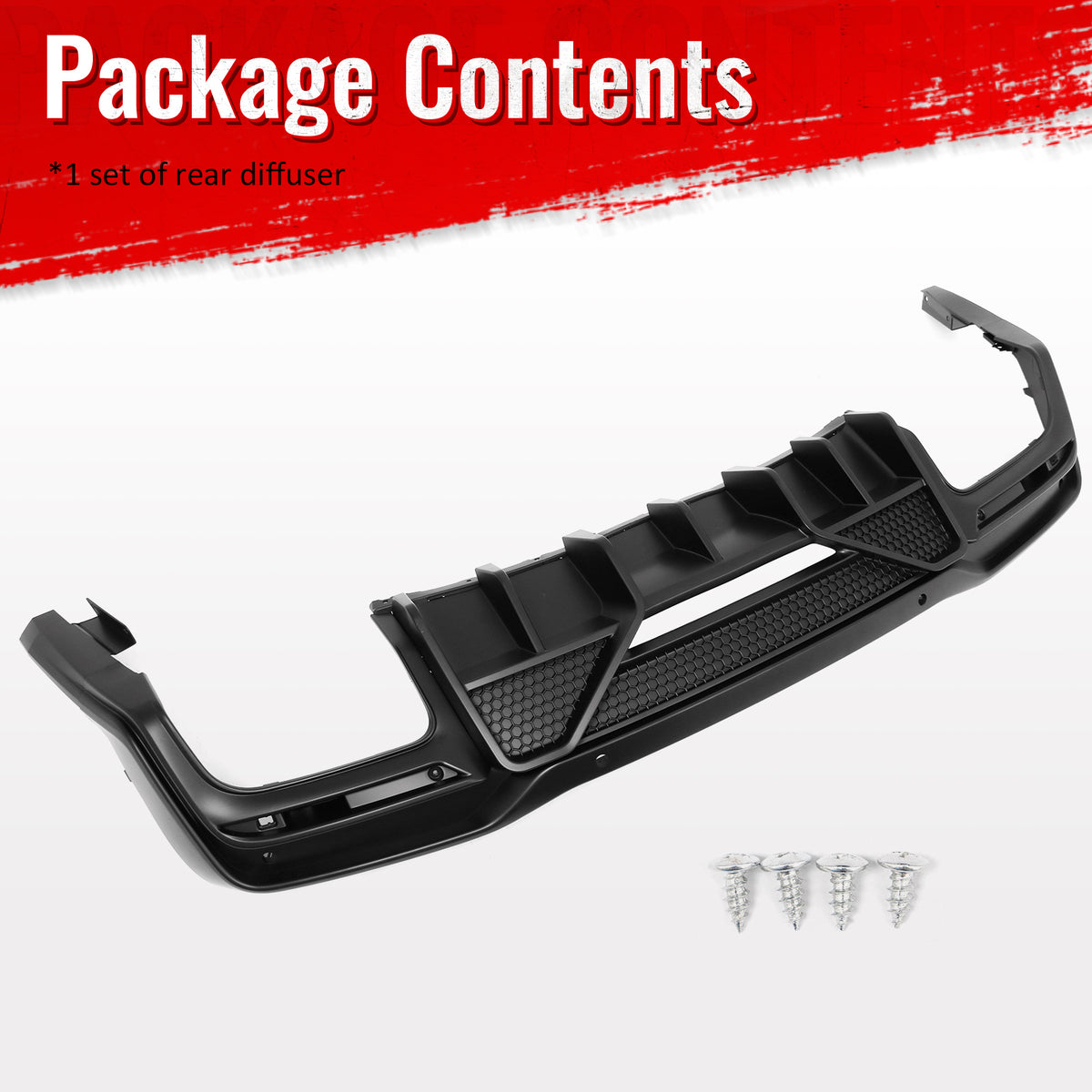 Fits 24-26 Ford Mustang V6/GT Shelby Super Snake Style Rear Diffuser Matte Black