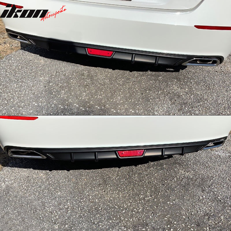 Rear Bumper Diffuer With Reflective Strip Compatible With 2018-2022 Honda Accord, Factory Style Unpainted Black PP by IKON MOTORSPORTS