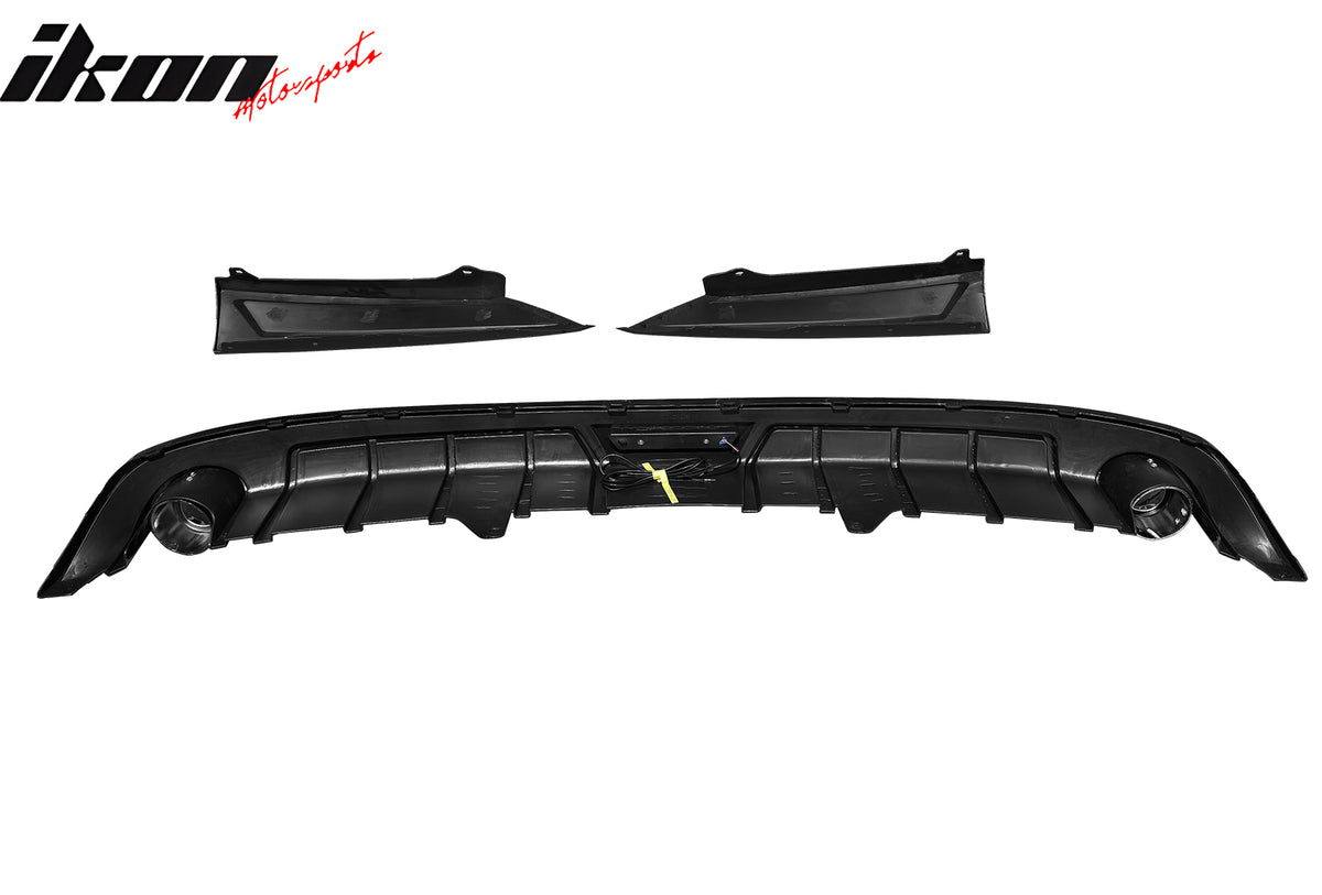 Fits 23-25 Honda Accord Gloss Black 3PCS Rear Diffuser Lip PP W/ LED - IK Style