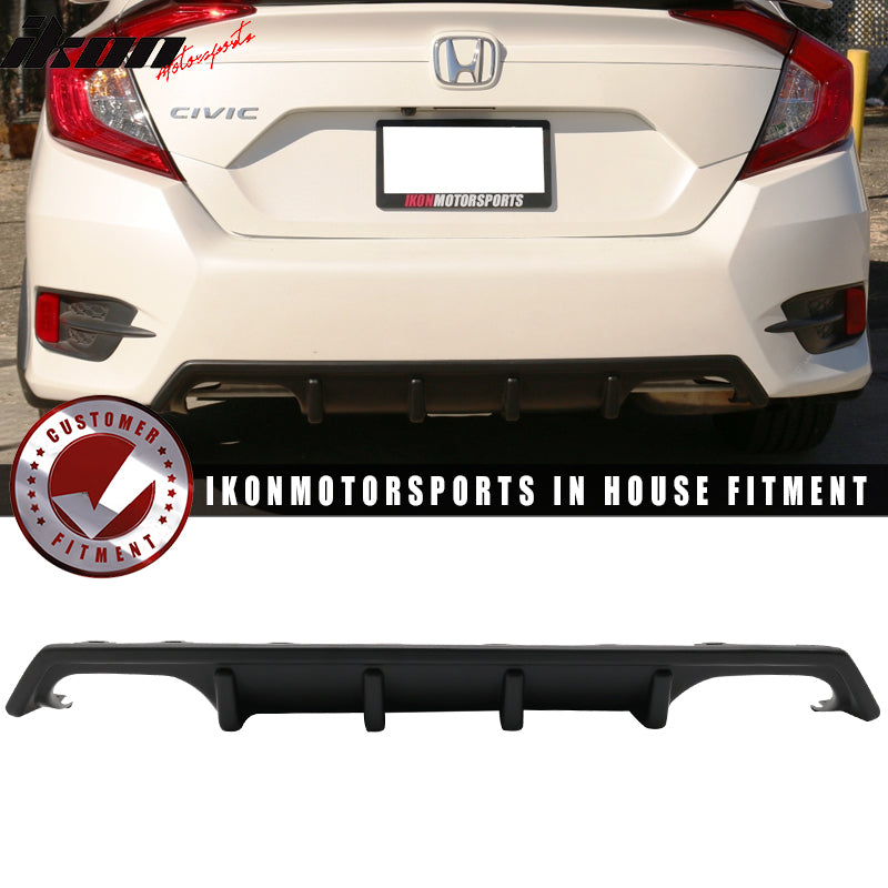 2016-2020 Honda Civic Sedan Unpainted Black Rear Bumper Diffuser PP