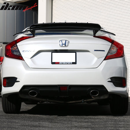 Fits 16-21 Honda Civic Sedan Rear LED Diffuser + Axle Back Dual 4in Exhaust Tips