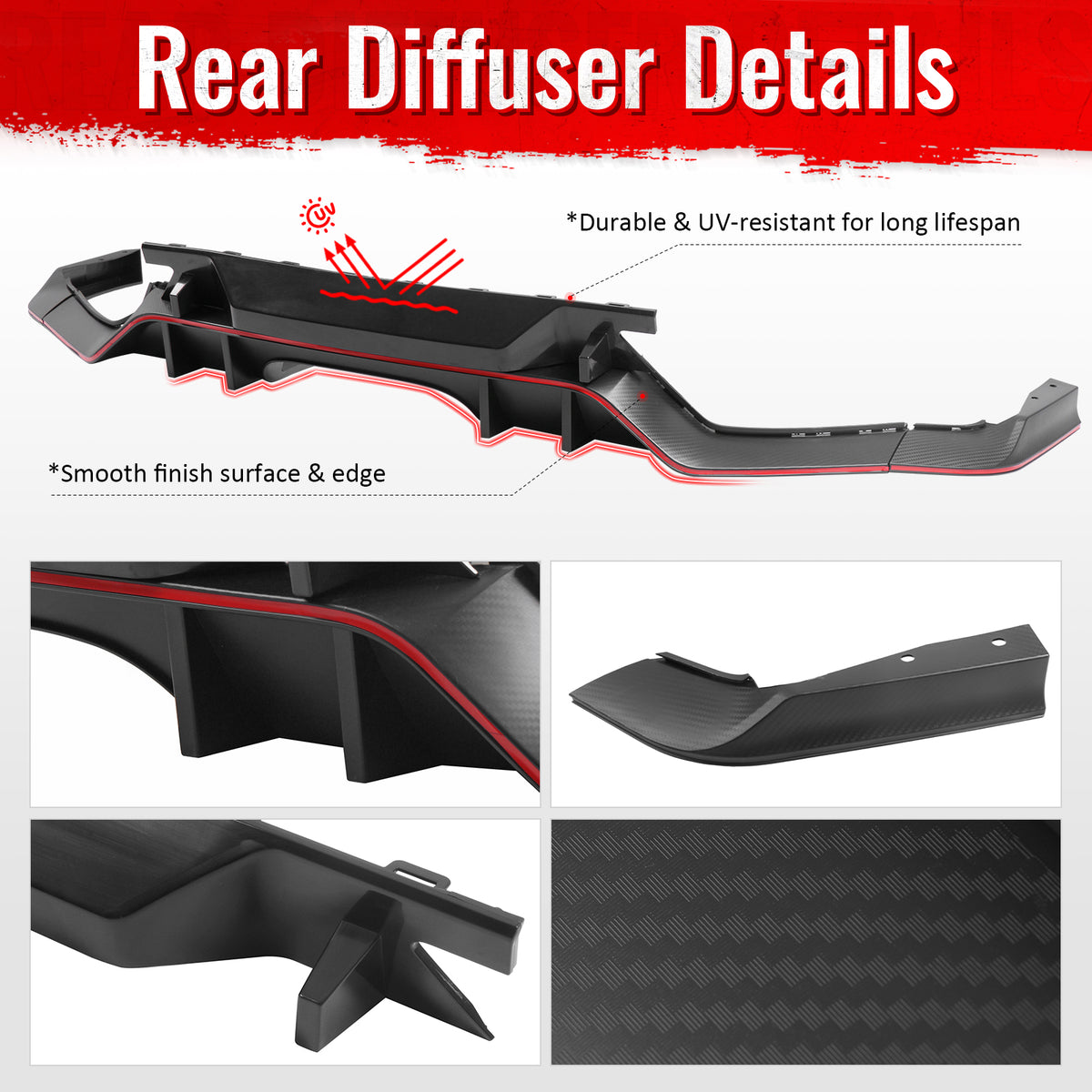 Fits 17-21 Honda Civic Hatchback Type R Rear Bumper Lip Conversion Kit - PP