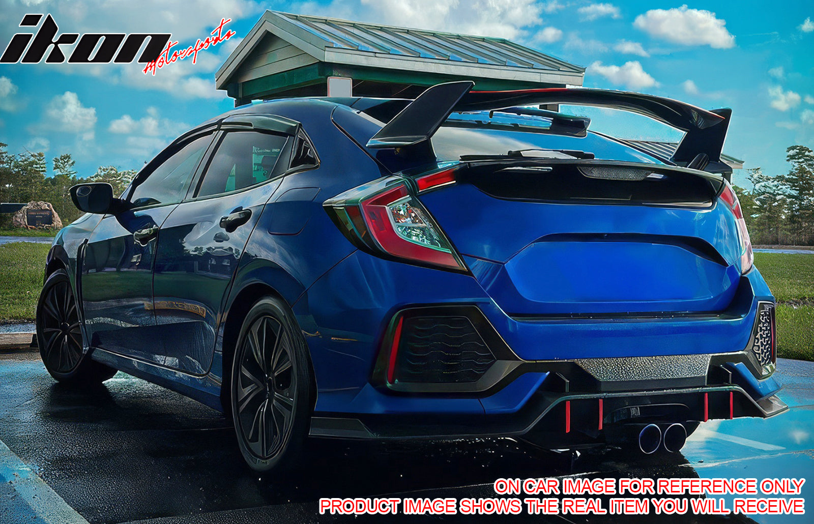 Fits 17-21 Honda Civic Hatchback Type R Rear Bumper Lip Conversion Kit - PP