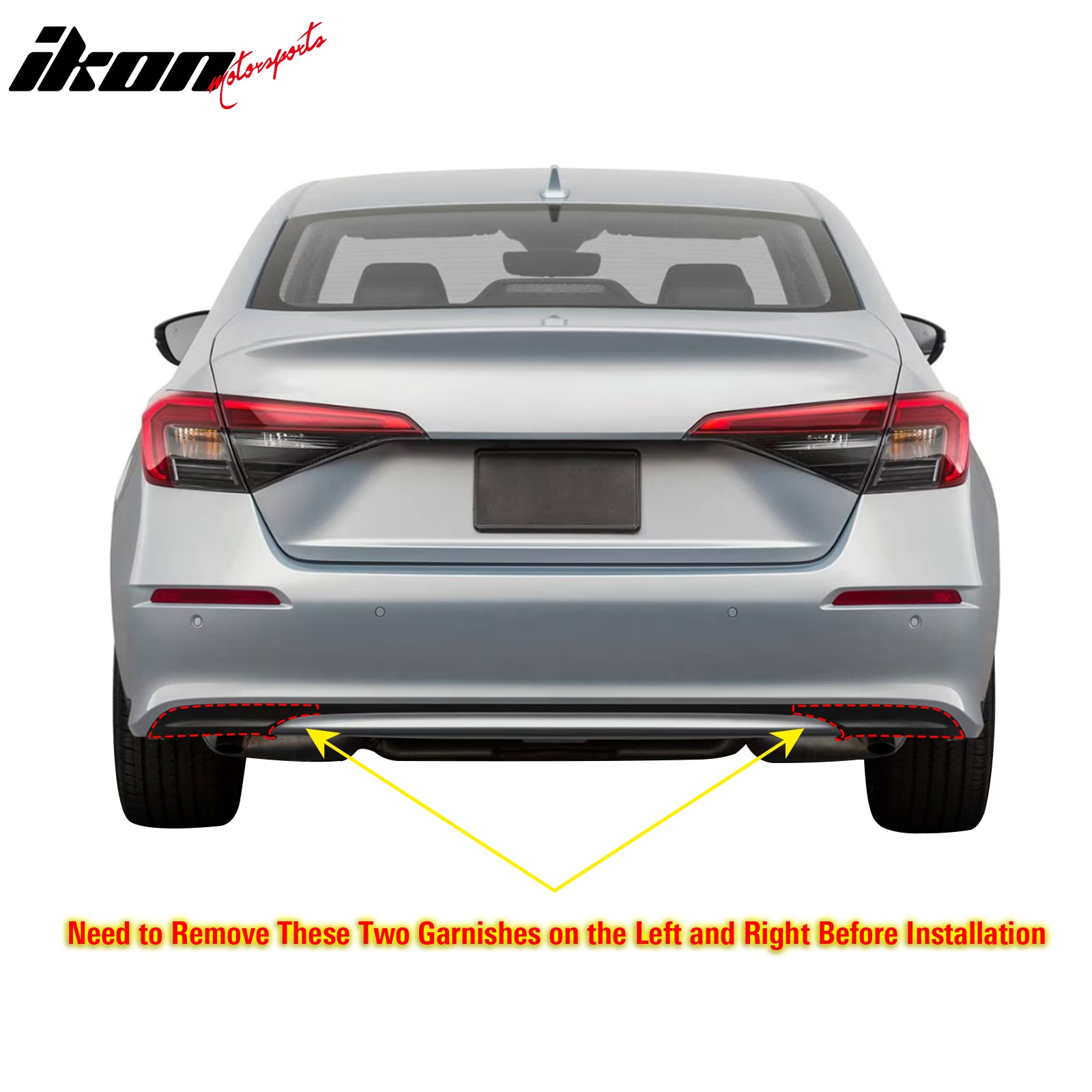 For 22-24 Honda Civic 11th FE-C Style Rear Bumper Lip Diffuser Apron Matte Black