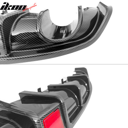 Fit 22-24 Civic EX/Touring/Si Sedan 3PC Rear Diffuser W/LED+Dual Tip