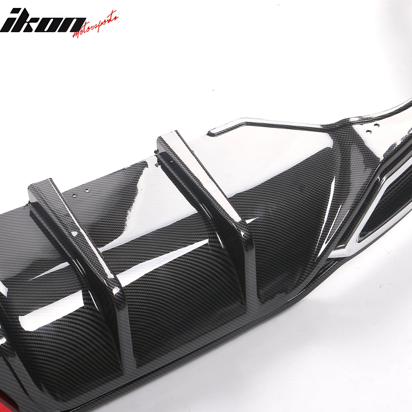 For 22-24 Civic Sport LX EX-L Carbon Fiber Print Rear Diffuser W/ Corner Spat PP