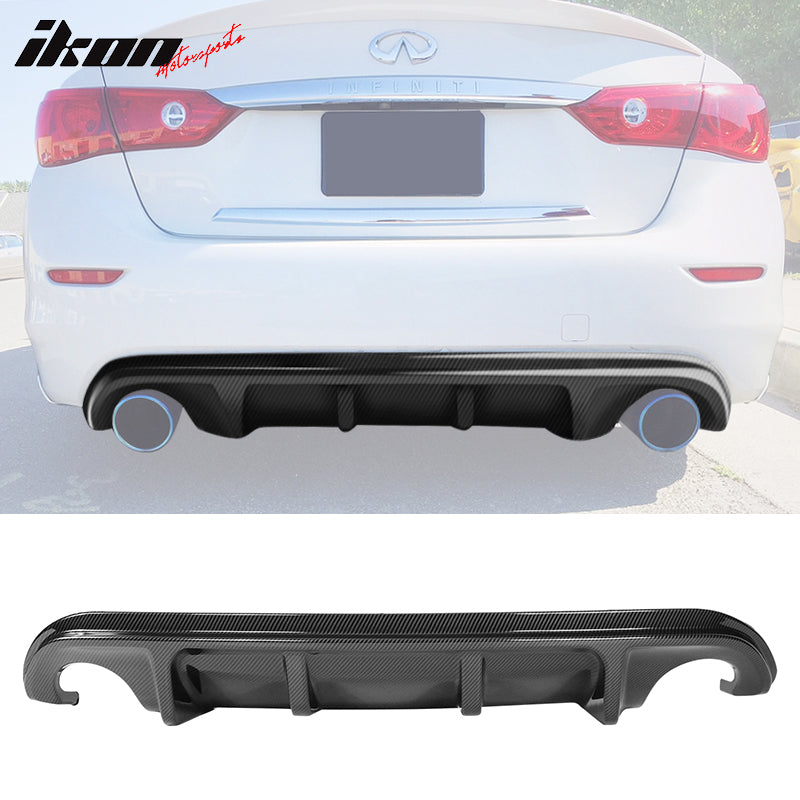 Rear Bumper Lip Diffuser Compatible with 2014-2017 Infiniti Q50, ABS Bumper Diffuser Under Chin Unpainted Body Kit Add On by IKON MOTORSPORTS, 2015 2016