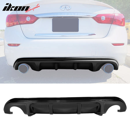 Rear Bumper Lip Diffuser Compatible with 2014-2017 Infiniti Q50, ABS Bumper Diffuser Under Chin Unpainted Body Kit Add On by IKON MOTORSPORTS, 2015 2016