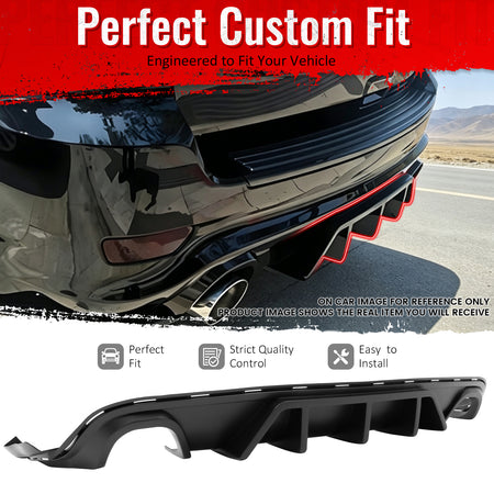 Fit 2012-2021 Jeep Grand Cherokee SRT/SRT8 Unpainted Black Rear Diffuser