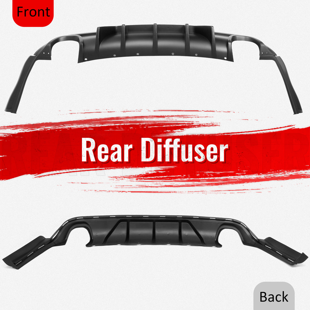 Fits 12-21 Jeep Grand Cherokee SRT V1 Shark Fin Rear Diffuser Unpainted Black