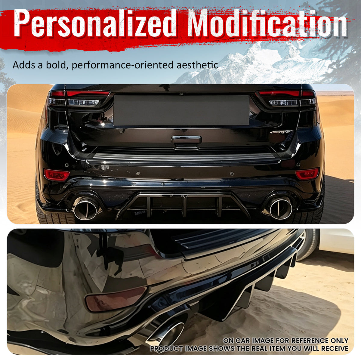 Fits 12-21 Jeep Grand Cherokee SRT V1 Shark Fin Rear Diffuser Unpainted Black