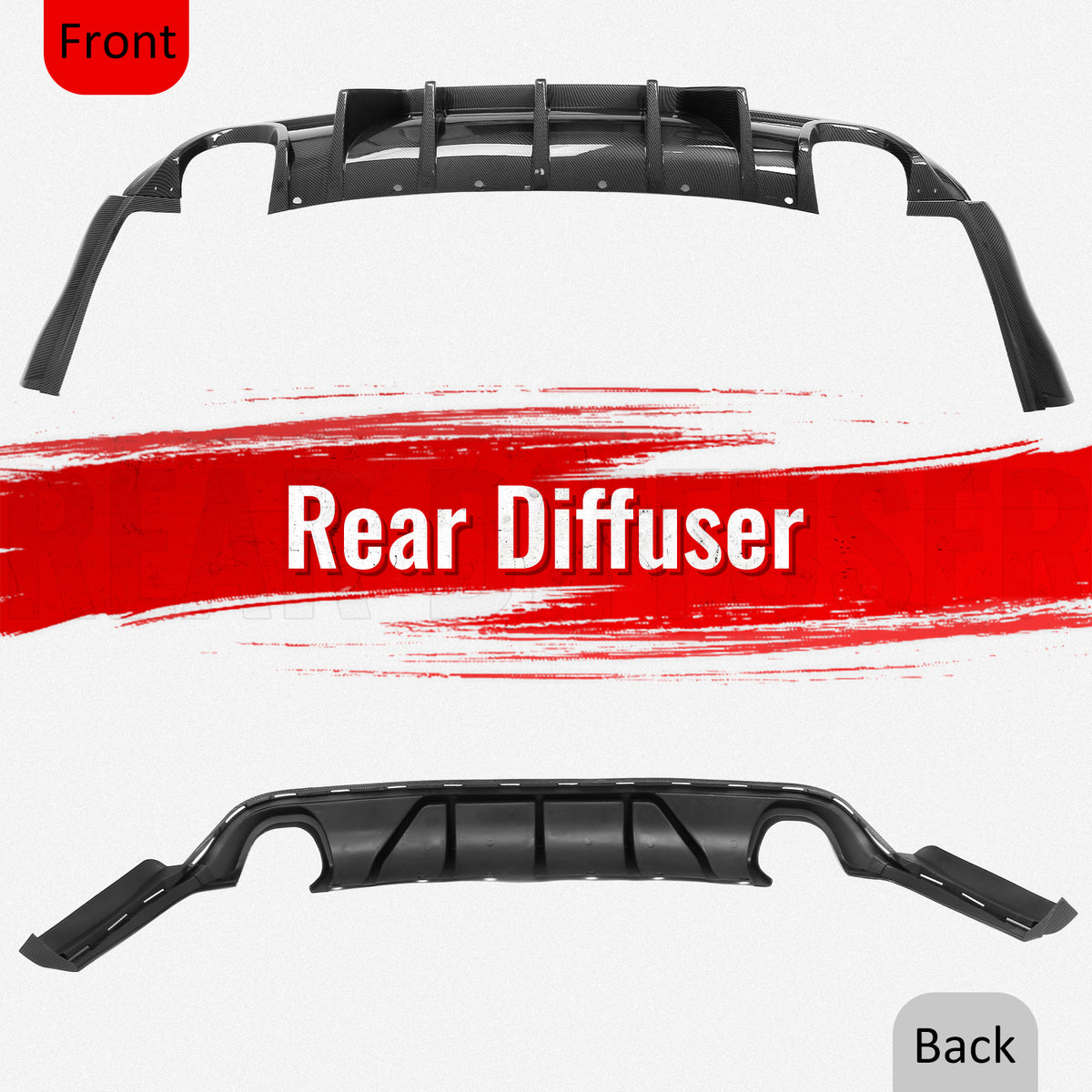 Fits 12-21 Jeep Grand Cherokee SRT V1 Shark Fin Rear Diffuser Carbon Fiber Print